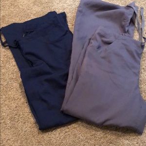 Grey and navy scrub pants